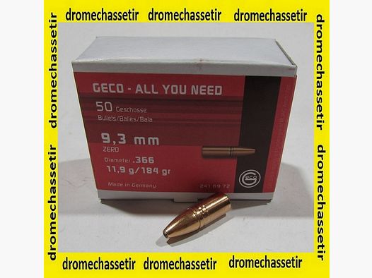 1 Box mit 50 Geschossen Geco, Kaliber 9,3 Zero 184 grains