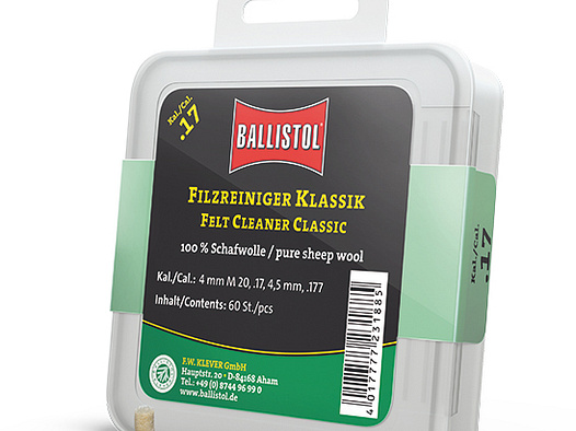 60x BALLISTOL Reinigungsfilze Filzreiniger KLASSIK Cal .17 100%Schafwolle 4MM 4,5mm .177 Luftgewehr