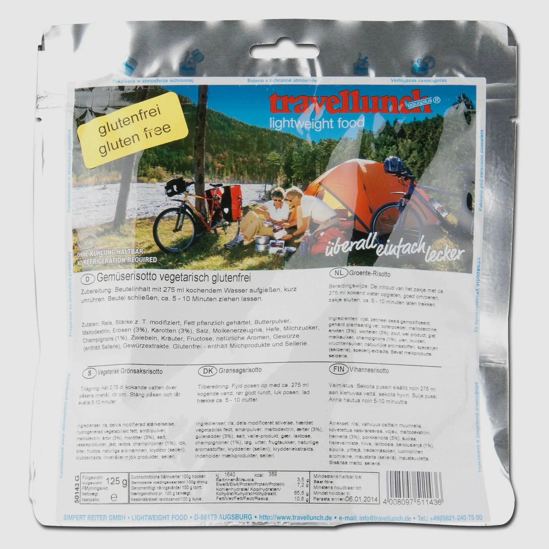 Travellunch Travellunch Vegetable Risotto vegetarian gluten-free 1 pack