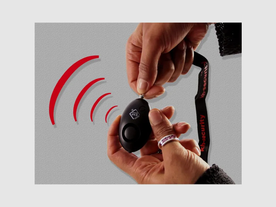 Sleutelalarm in zwart - incl. LED-licht + schouderband