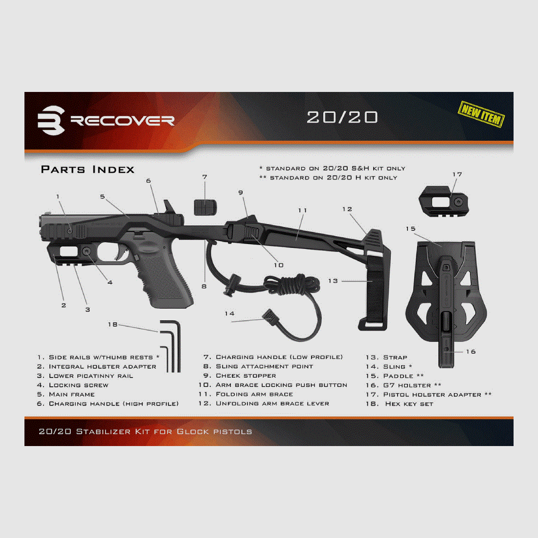 Kit di calciatura Recover Tactical 20/20 per Glock