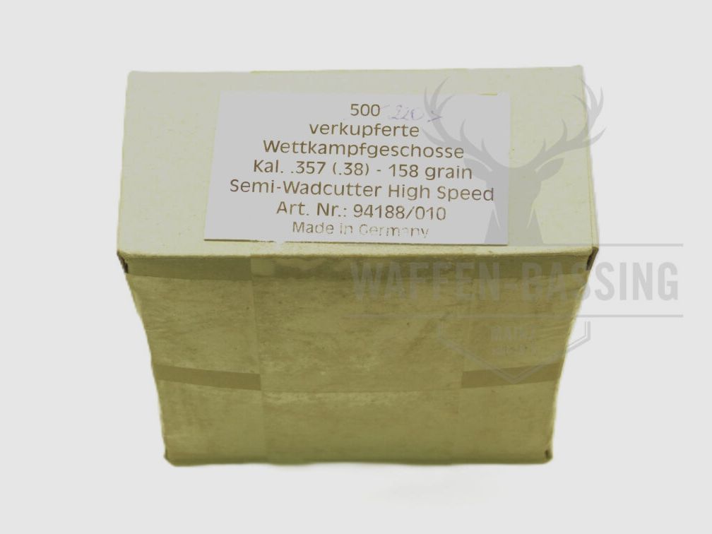 H&N Haendler und Naterman Sport GmbH proiettile da competizione placcato rame, calibro .357 (.38), 158 gr, semi-wadcutter HS