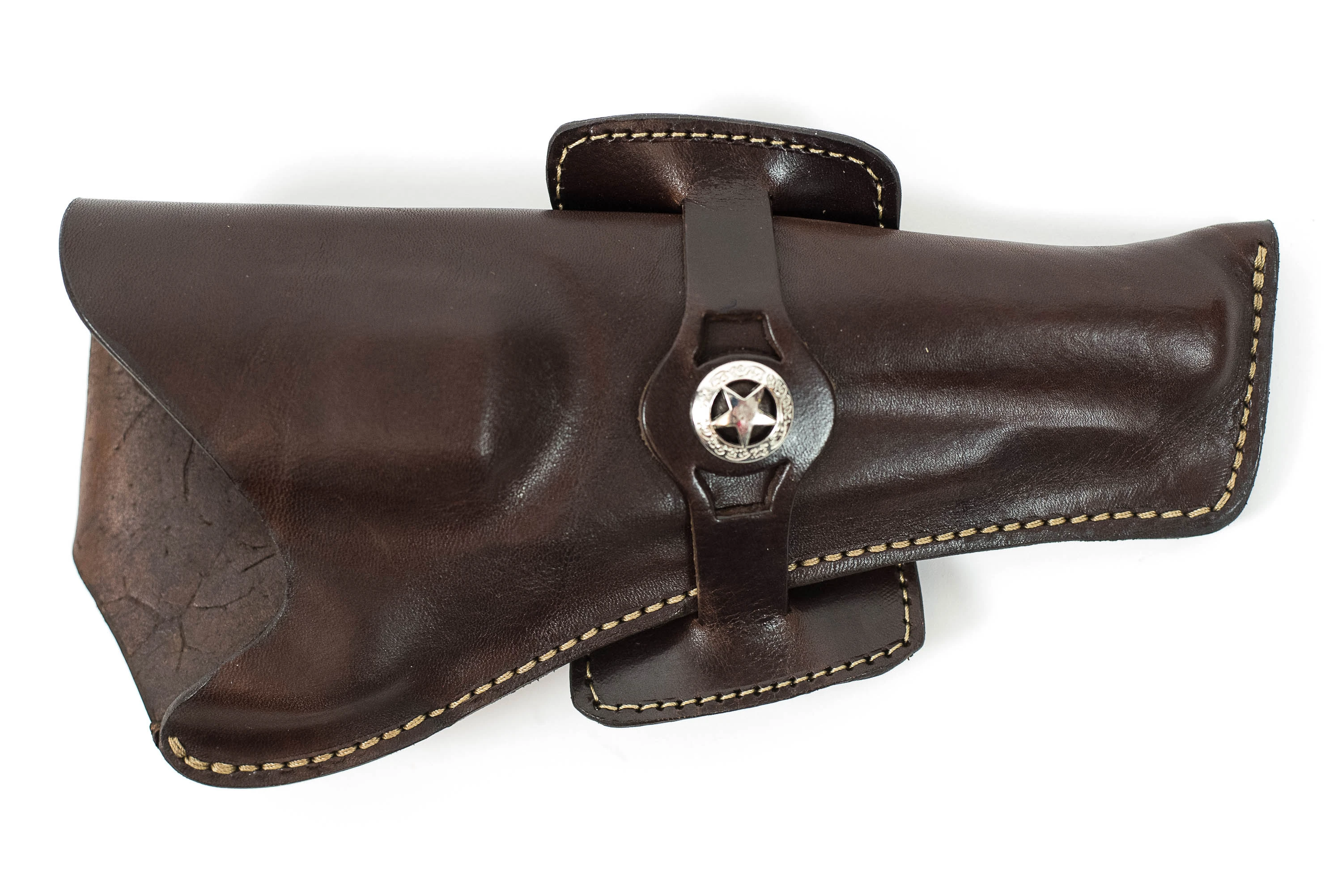 Open, bruine, geperste holster voor zwartkruitrevolver 5,5"