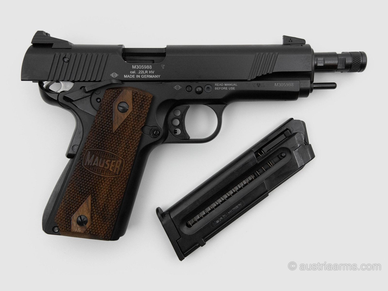Mauser 1911 Schwarz, Kal. .22lr, Walnuss Griffschalen, Bild 2 von 4