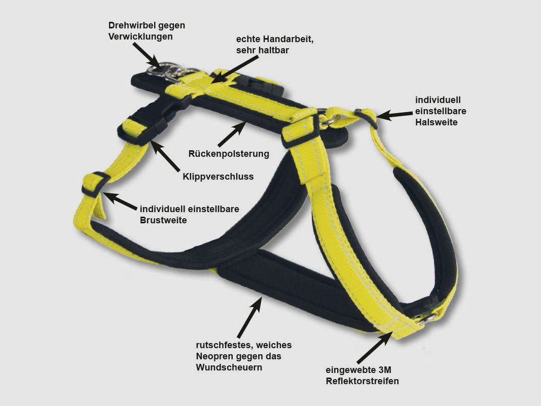 Harnais de poitrine AKAH Tracker Jaune Fluo