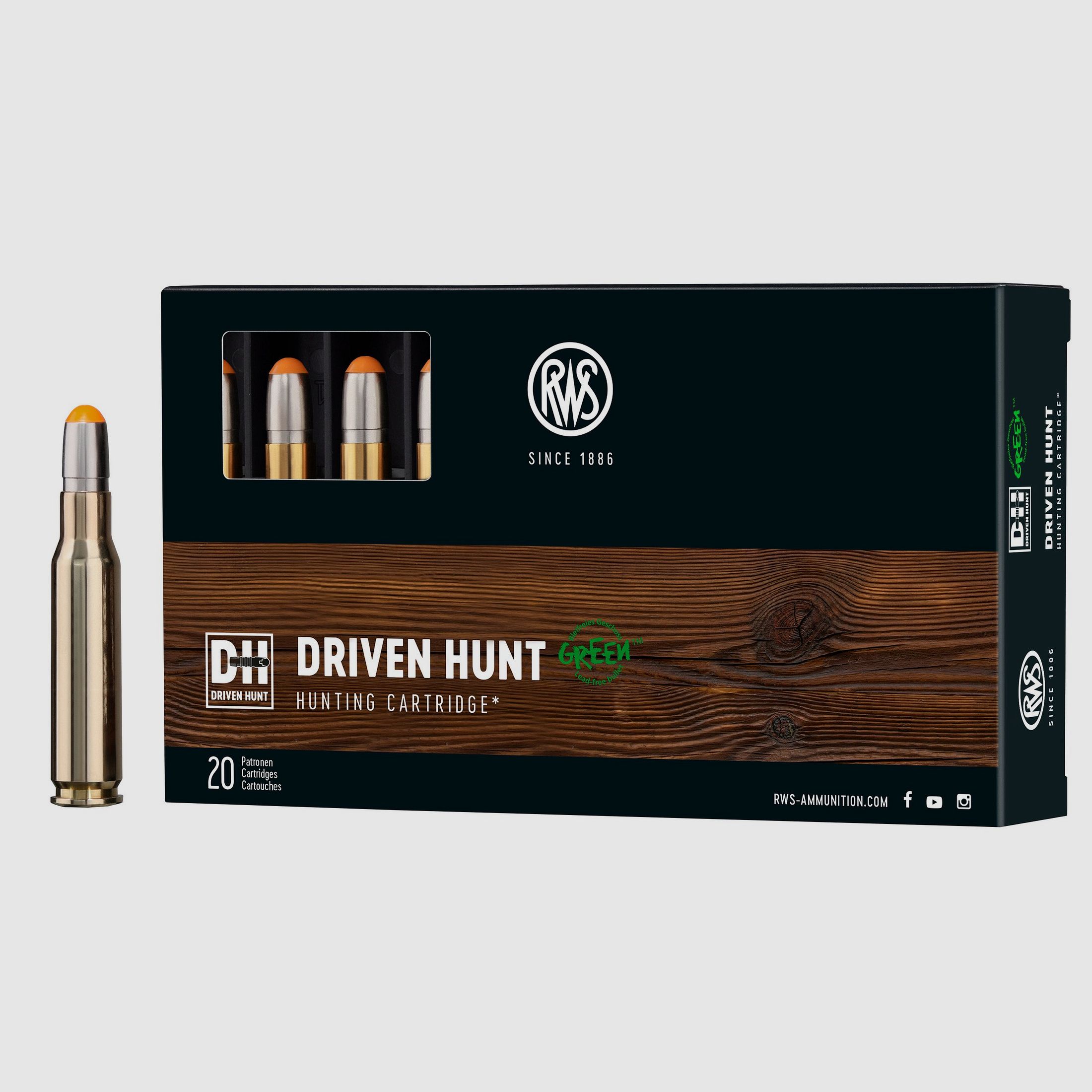 RWS Cartouches de fusil Driven Hunt .308 Win. 165 grains