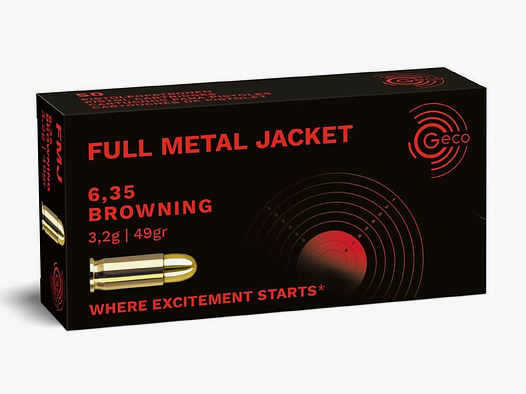 Geco FMJ 3.2g/49grs à50 6.35 Browning