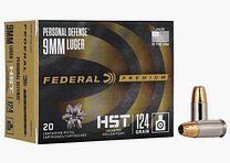 Federal Premium Personal Defense HST 9mm Luger 124GR JHP 20 cartridges