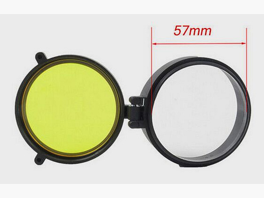 Capucha de protección para mira telescópica con filtro, protector de lente abatible, diámetro de 57 mm