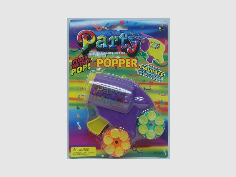 Party Popper Gun - mit 2 Konfetti-Trommeln
