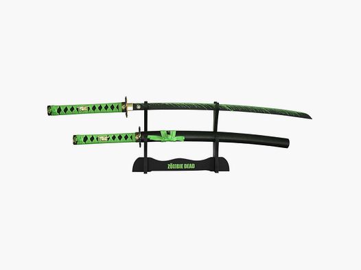 2er Samuraigarnitur Zombie Dead 2x Samuraischwert mit 'Stnder