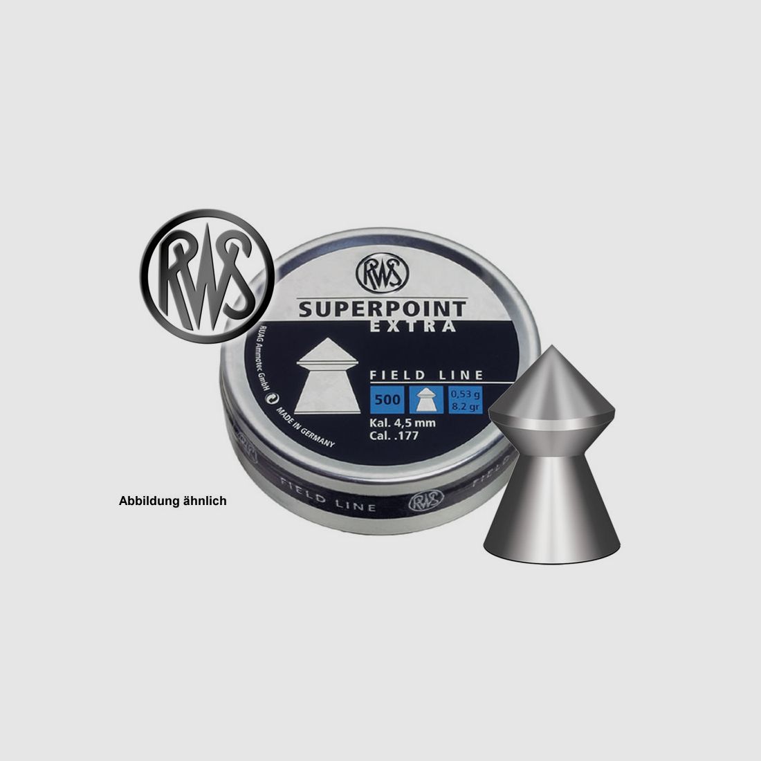 500 StĂĽck RWS Spitzkopf-Diabolo SUPERPOINT EXTRA, Kal. 4,5 mm, 0,53 g