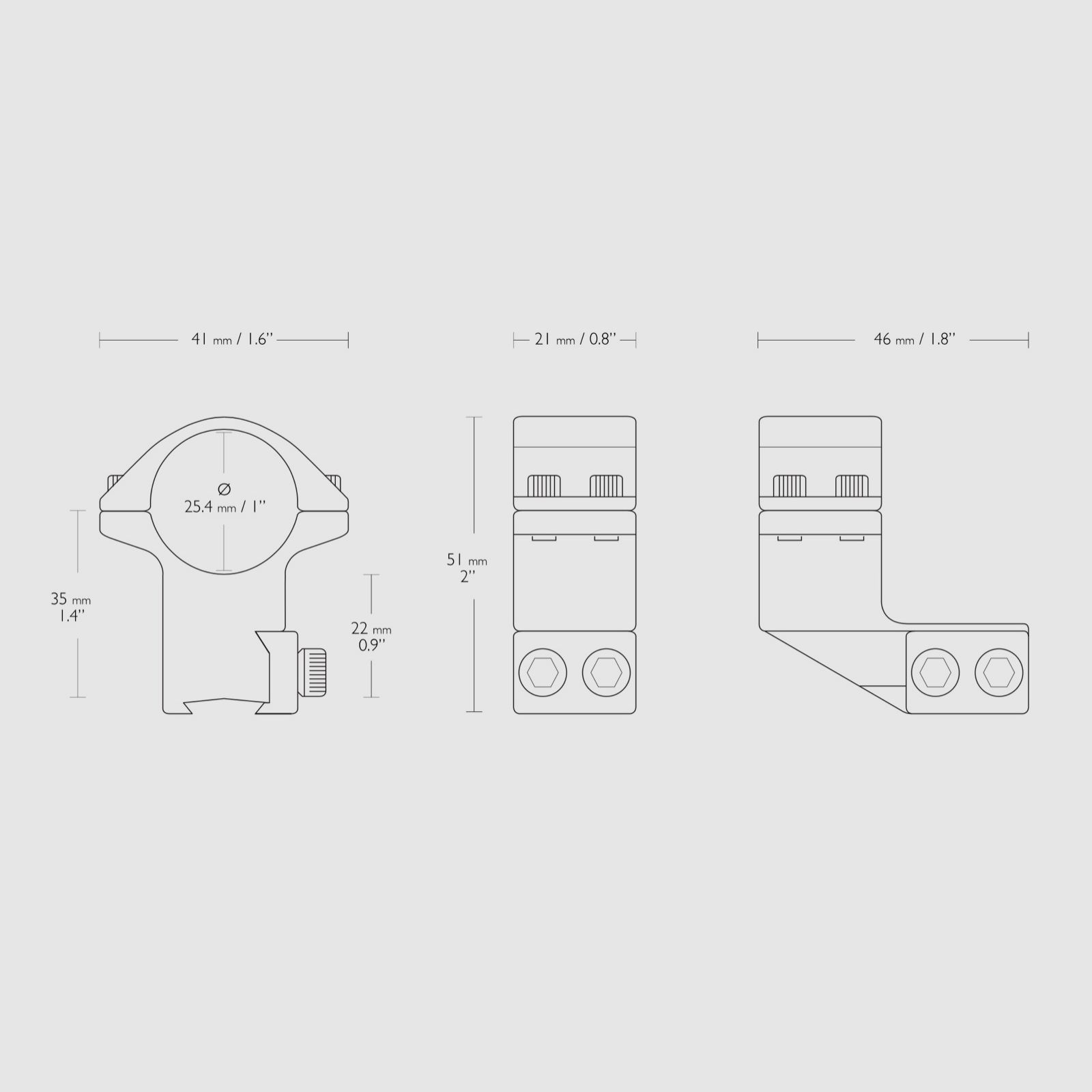 HAWKE 22120 Montaż pierścieni 25,4 mm Wysokość 1 cal Rozmiar przesunięcia 9-11 mm