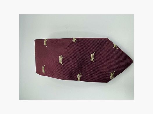 Robert Keyte Krawatte 100% Seide weinrot Motiv beige Wildschwein