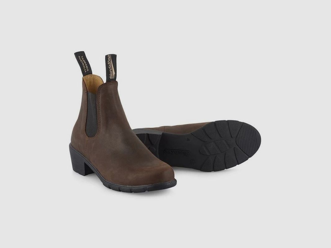 Blundstone Damen Bootie #1673 Heeled Antique Brown Leather