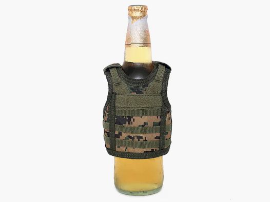 Mini Schutzweste für Bierflasche / Weinflasche / Thermosflasche - Digital-Woodland