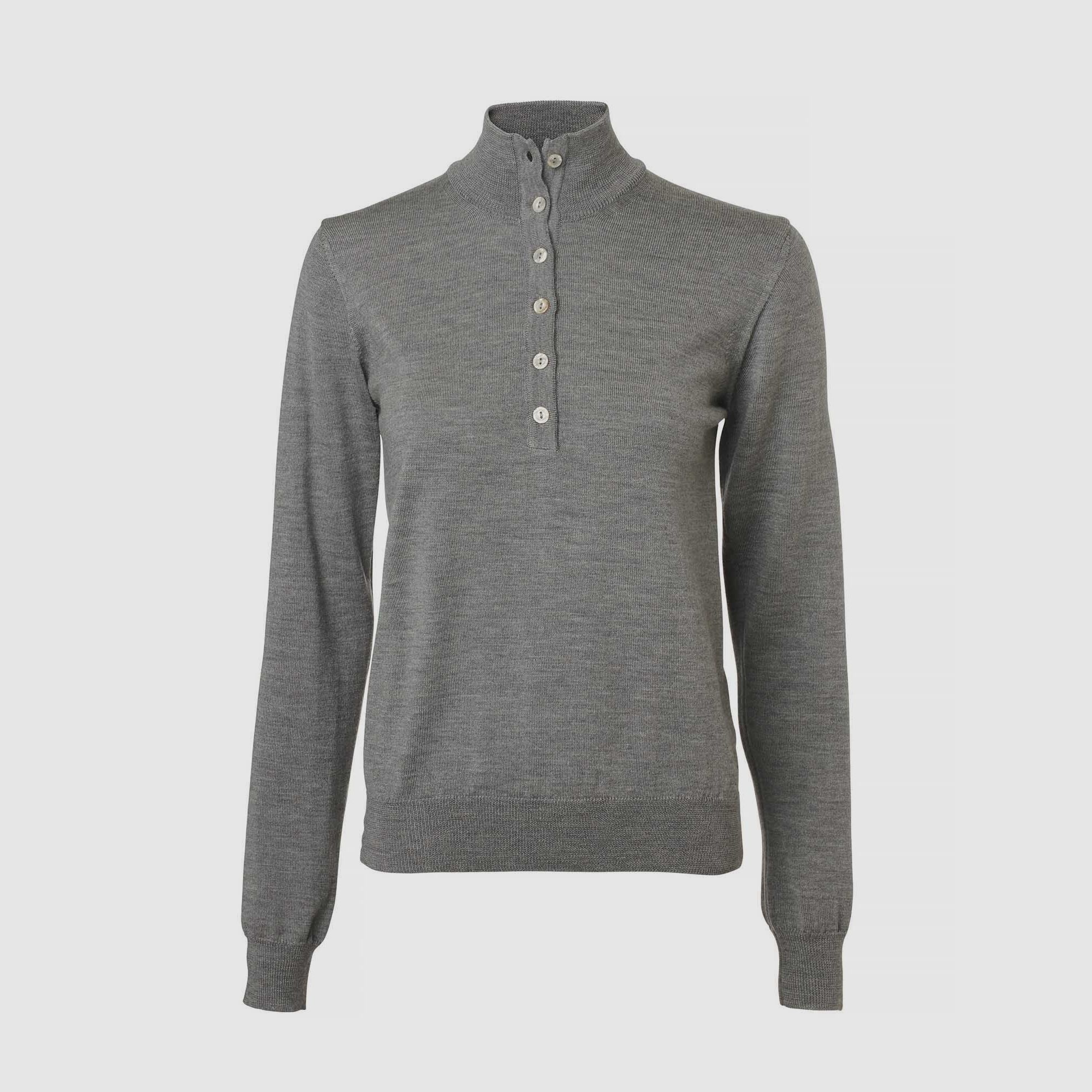 Chevalier Blaise Button Placket Merino Sweater Women, 44W, Gray