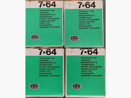 Cartouches de carabine 7x64, TS 6,7 g, 33 pièces, même numéro de série