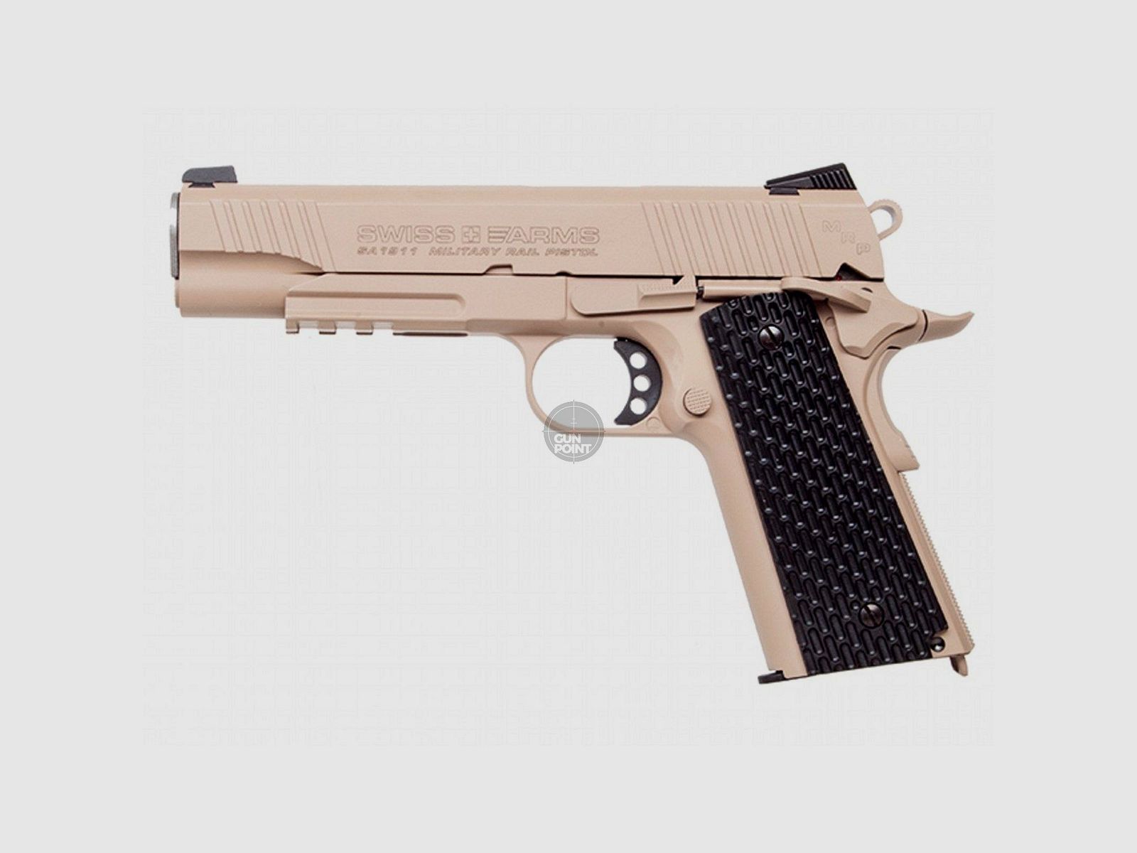 Luftpistole - Swiss Arms - P1911 - Co2-System BlowBack - Kal. 4,5 mm BB Military Rail Pistol