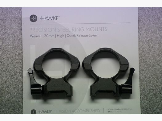 Hawke Mount Ring Precision Steel 30mm High with Lever