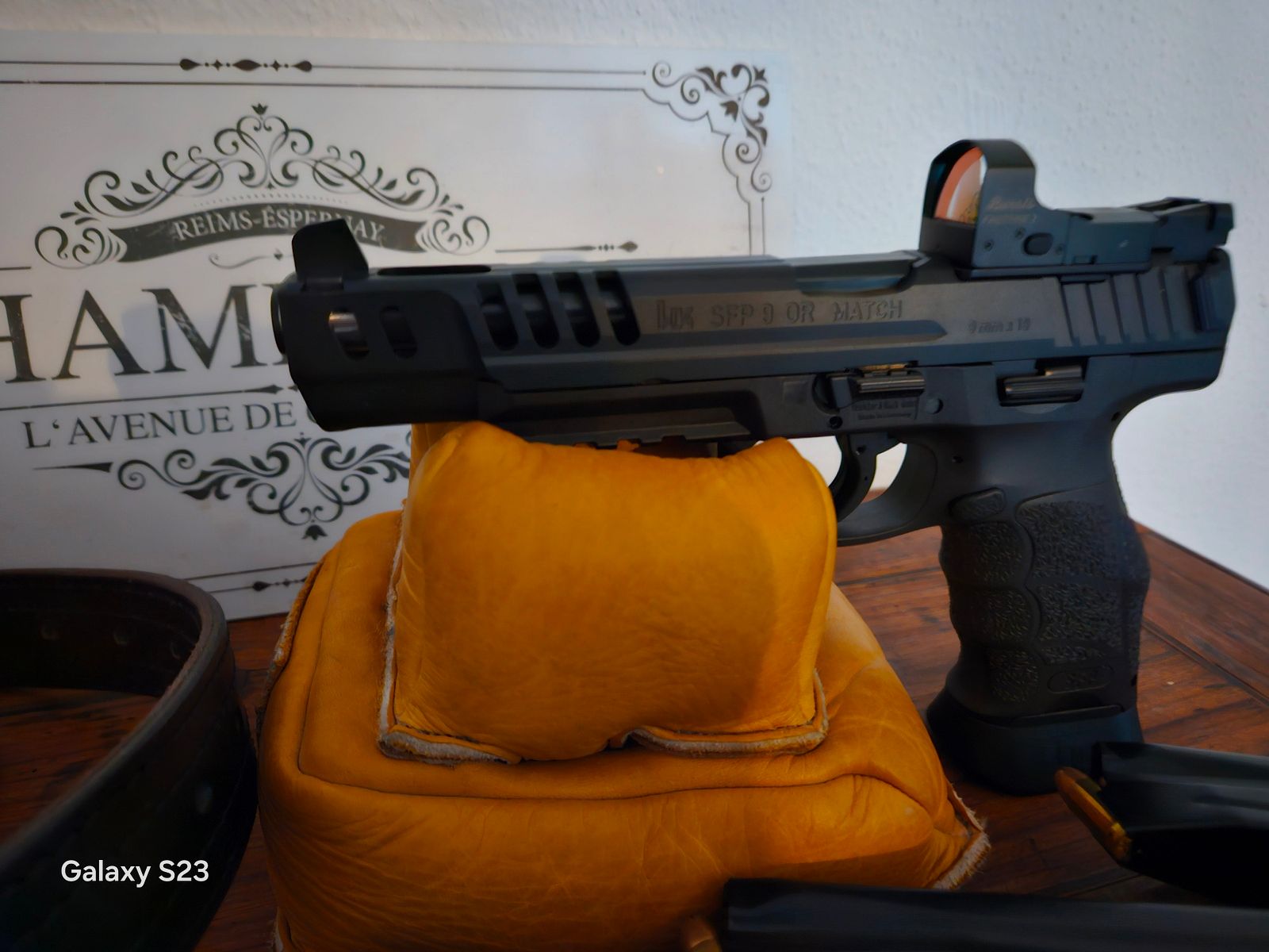 H&K SFP9 Match OR - larger rear sight & front sight - Burris - 8 magazines & Sickinger belt - also trade for watch!