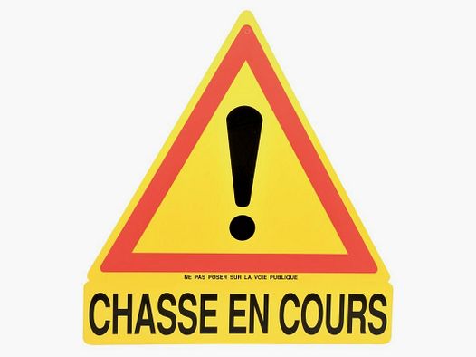 PANNEAU CHASSE EN COURS TRIANGULAIRE 86 X 86 X 74 CM