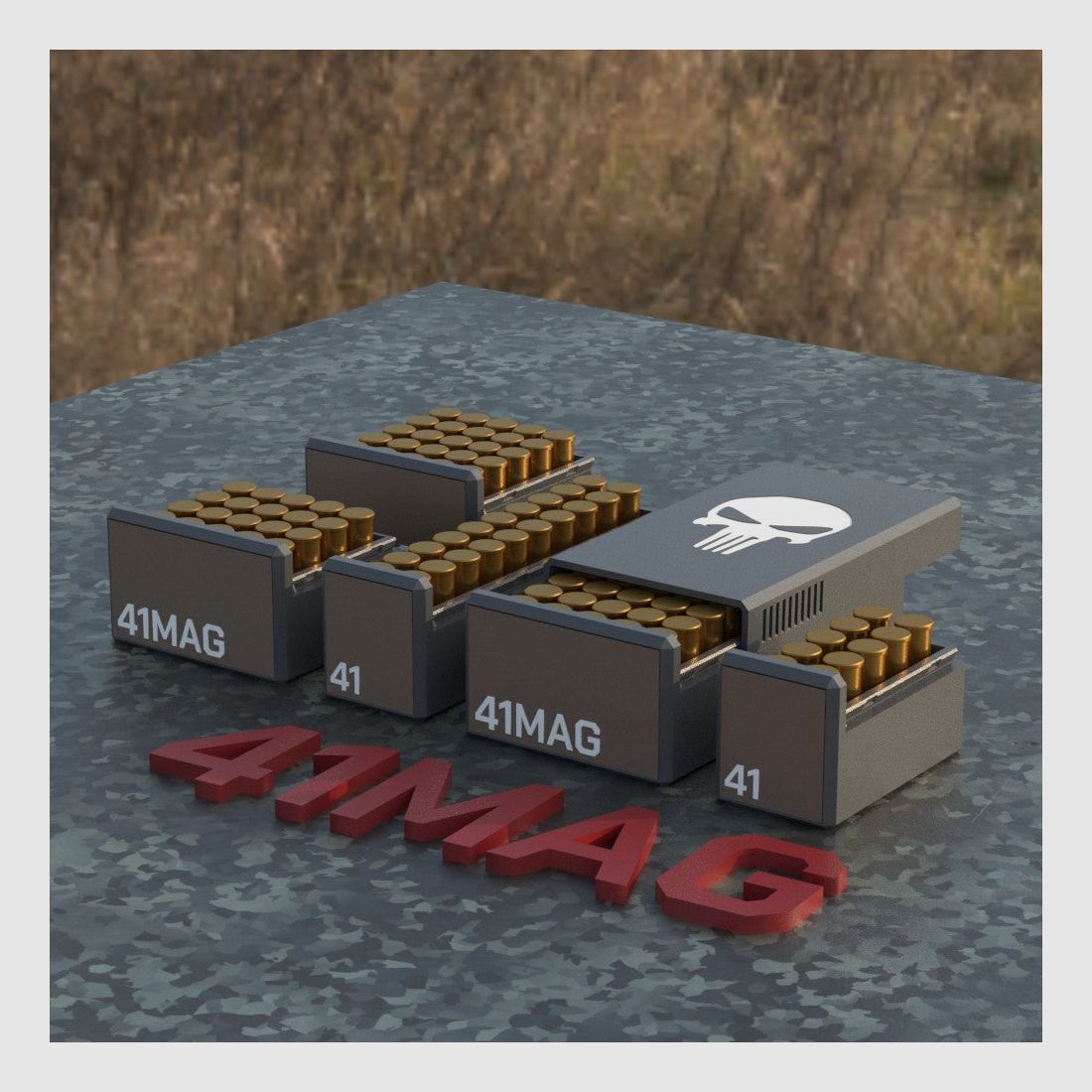 Filamelt scatola per munizioni / Scatola per munizioni .41 Remington Magnum - scatola per cartucce per 50 colpi, Made in Germany