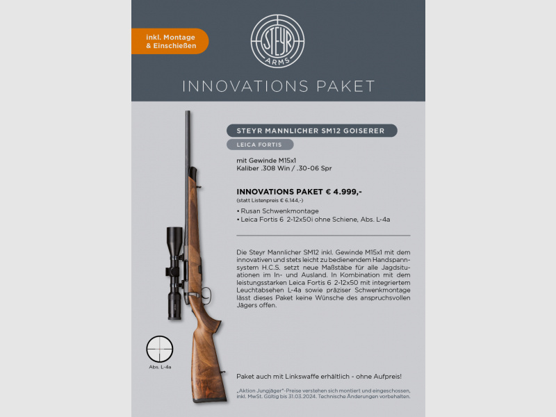 Steyr Mannlicher SM12 Goiserer + Leica + ... Young hunter package