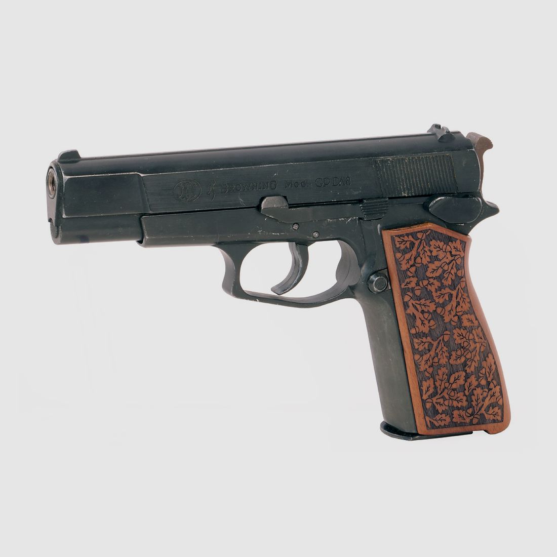 Holzgriffschale fĂĽr Schreckschuss Pistole Browning GPDA 8 und 9 (altes Modell) einteilig Eichenlaub