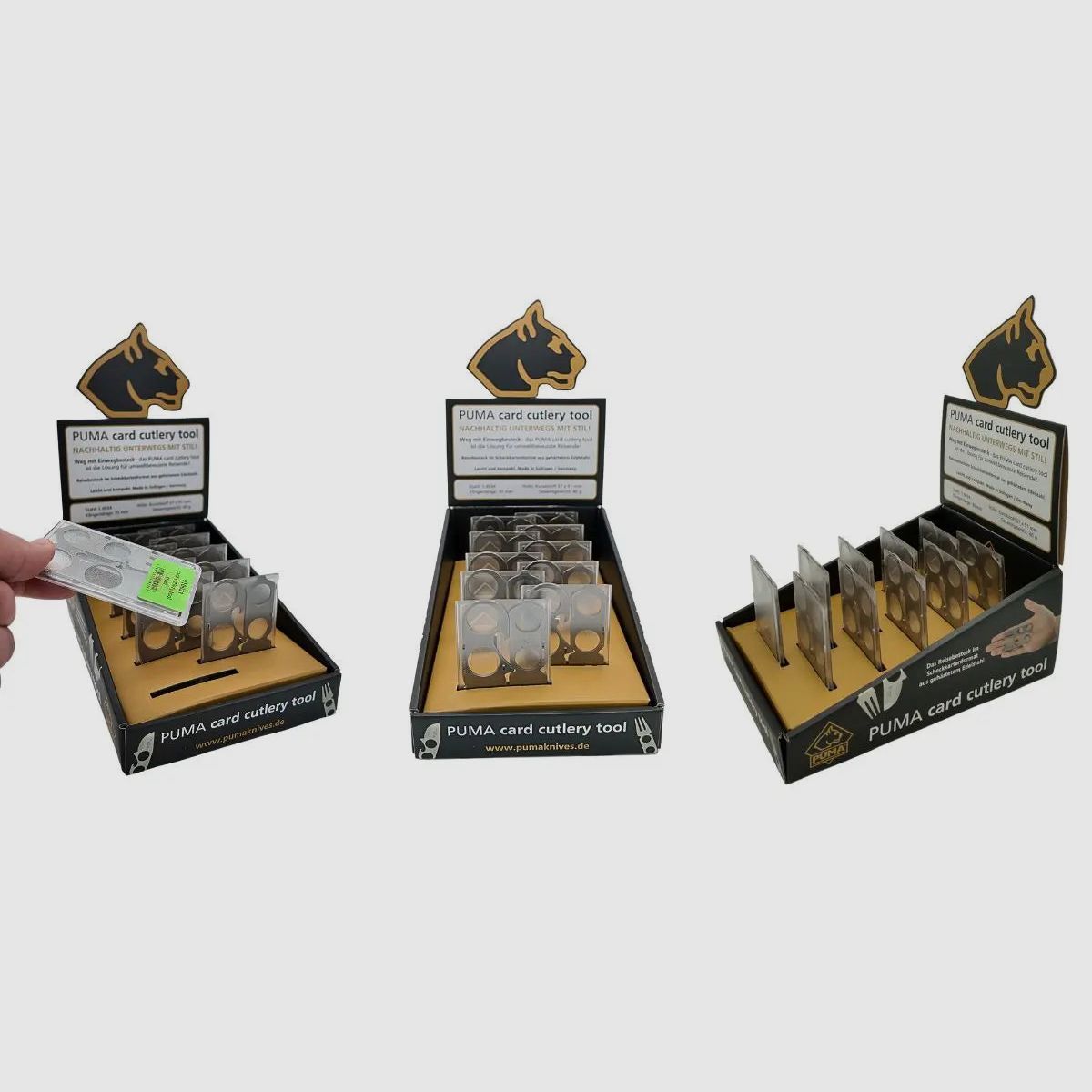 Thekendisplay / Aufsteller PUMA card cutlery tool / 30 Stk.