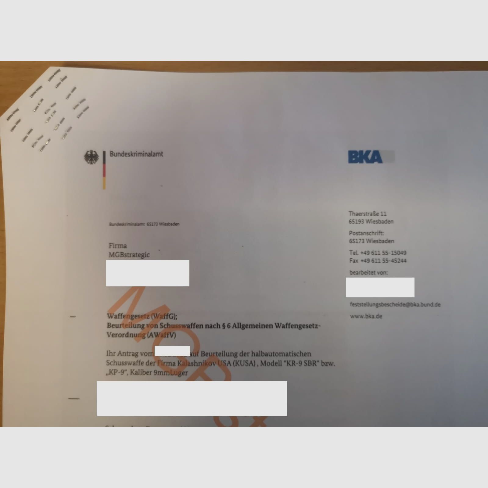 Kalaschnikov USA - KR-9 SBR Sport, carabine semi-automatique en calibre 9mm Luger, PCC, avec 6 chargeurs, mallette et certificat BKA, état d'origine - Limité