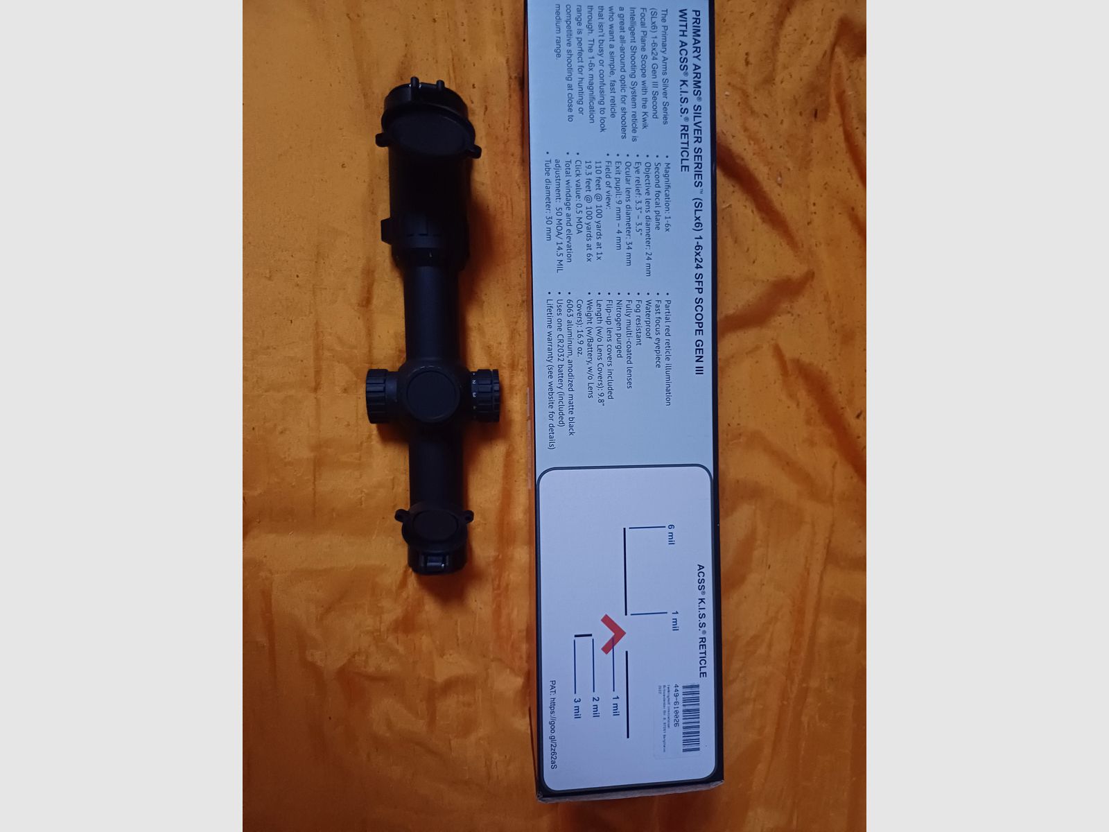 Selling Primary Arms Slx6 1-6x24 scope with ACSS K.I.S.S.