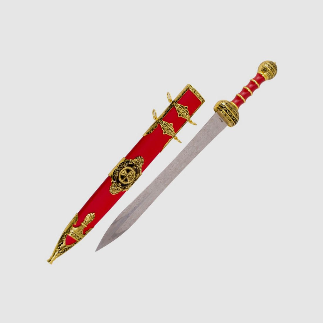 Gladius Maximus Schwert Rot in Damast Optik
