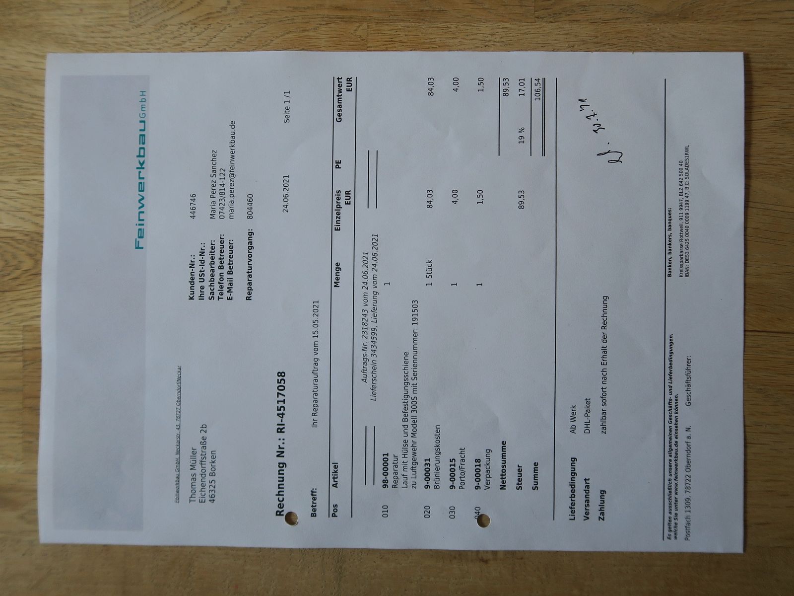 Luftgewehr Feinwerkbau 300S