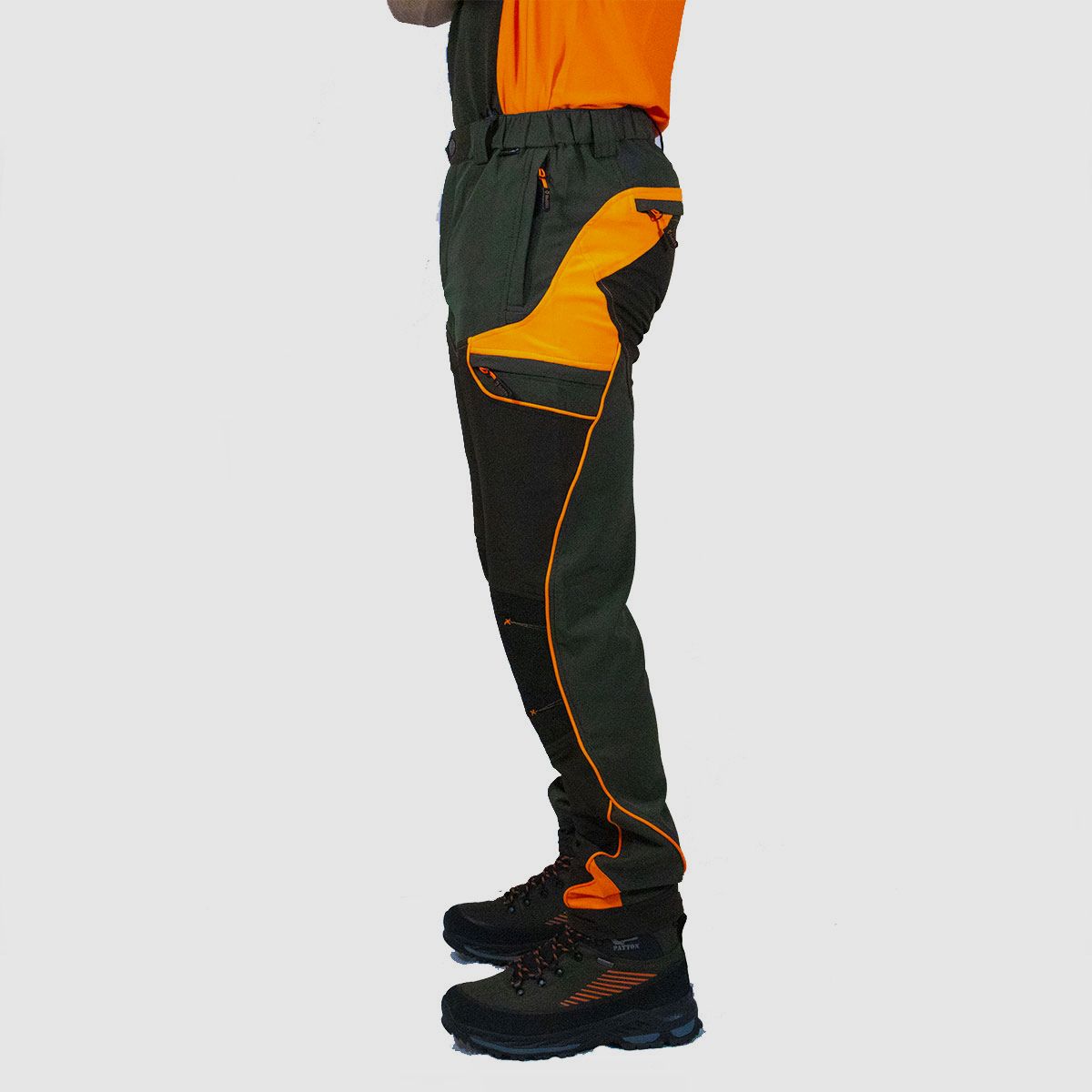 PANTS – BLATEX – ELASTICATED GREEN/FLUORESCENT ORANGE, image 2 of 5