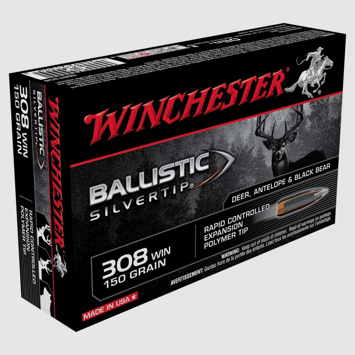 Winchester Ballistic Silvertip .308 Win. 150GR Rapid Controlled Expansion Polymer Tip 20 cartucce