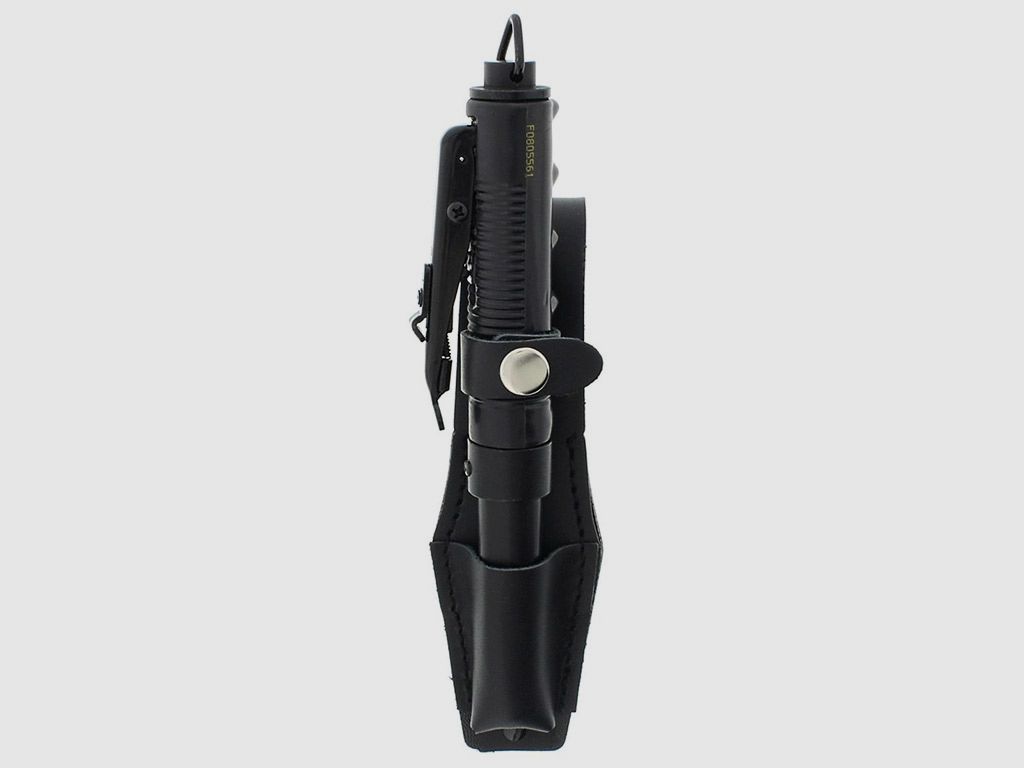 Automatik Teleskop Schlagstock Abwehrstock LĂ¤nge 50 cm schwarz  inklusive Lederholster (P18)