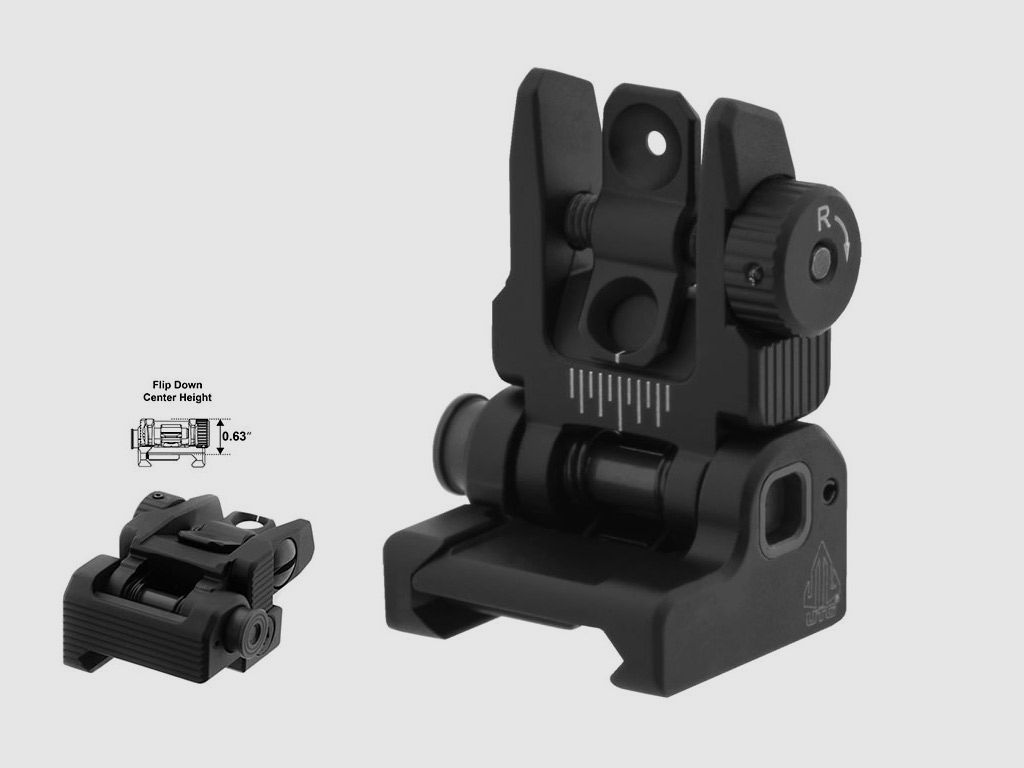 Visierung hinten UTG fĂĽr Sturmgewehr AR-15 fĂĽr Weaverschiene federunterstĂĽtzt posi lock