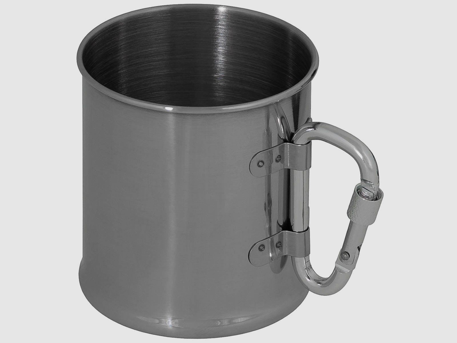 Tasse, acier inoxydable, mousqueton, simple paroi, env. 220 ml
