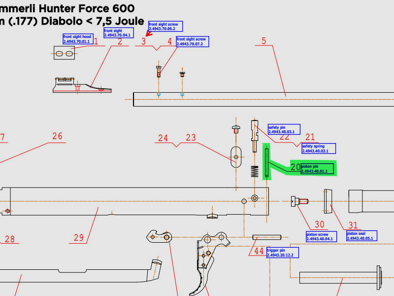 Spannstift fĂĽr Kolben fĂĽr Luftgewehr HĂ¤mmerli Hunter Force 600, Ersatzteil