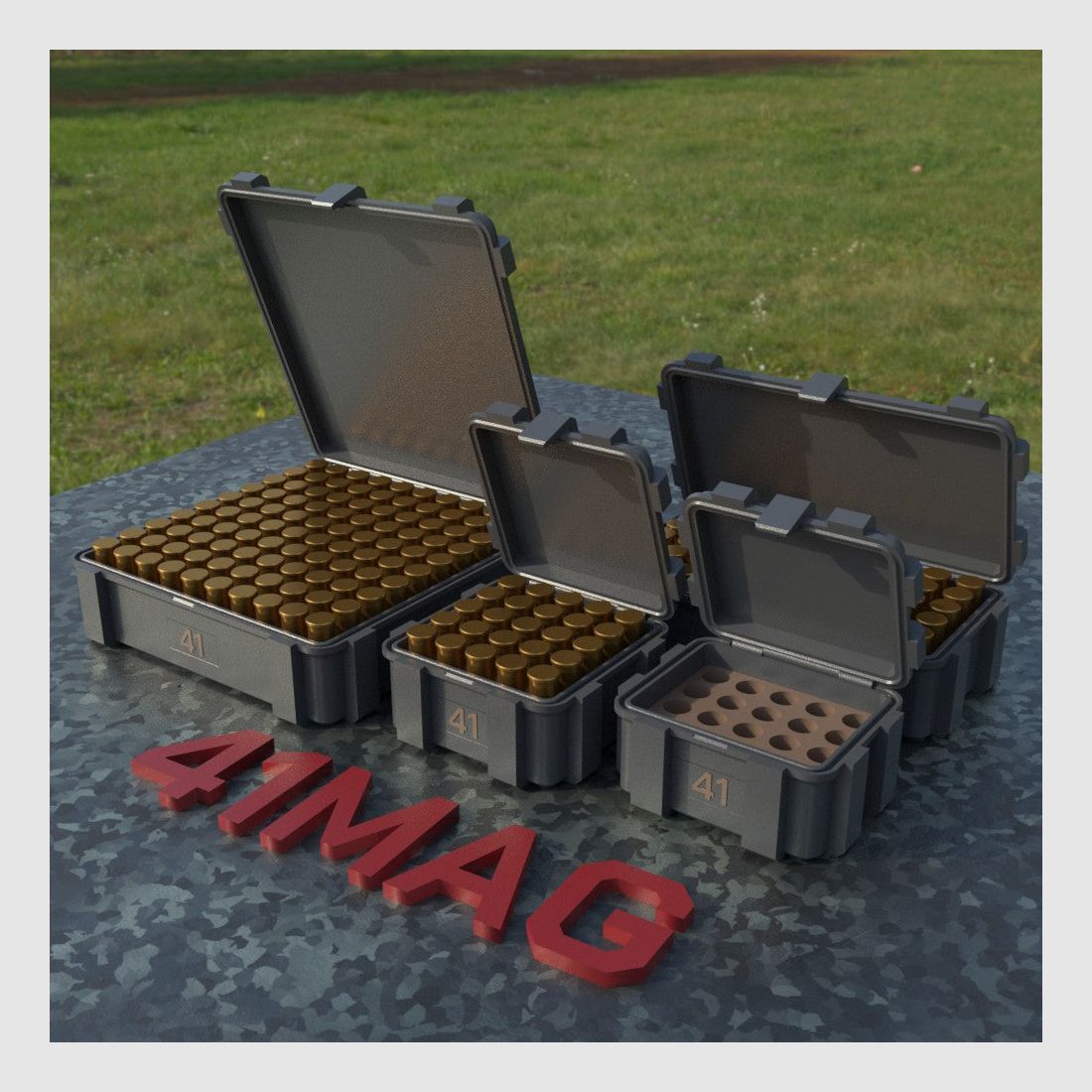 Filamelt Munitionsbox / Ammo Box .41 Magnum – Patronenbox ‘Klappdeckel’ – 20 / 25 / 50 / 100 Runden