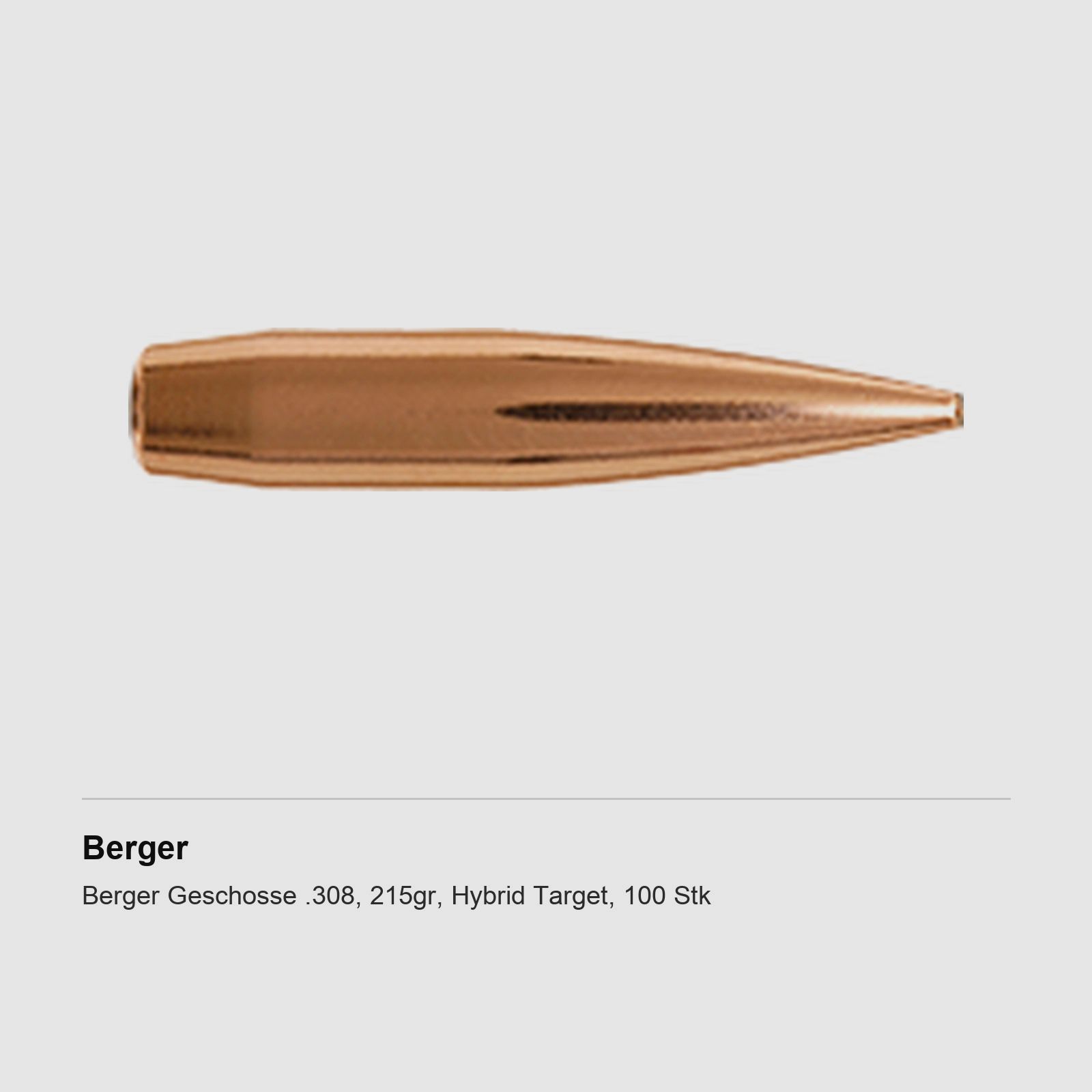 Berger Bullets .308, 215gr, Hybrid Target, 100 pcs