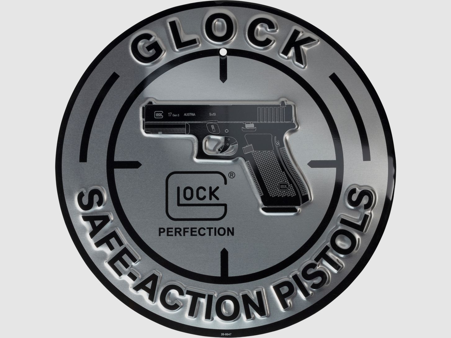 Glock Scudo in alluminio "SAFE ACTION PISTOLS" – Ø 30 cm
