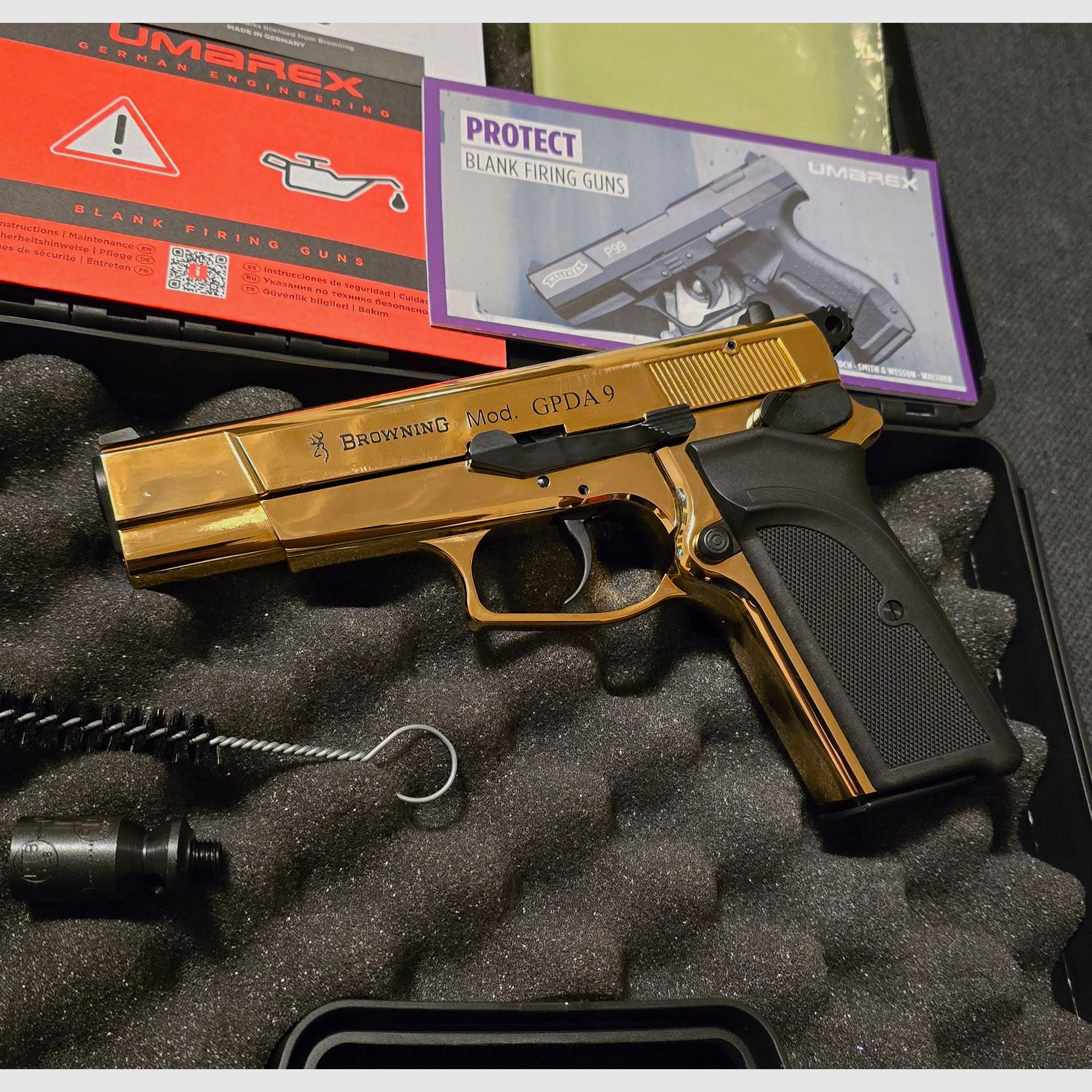 Browning GPDA 9 Schreckschuss / Gaspistole 24 Karat Vergoldet 