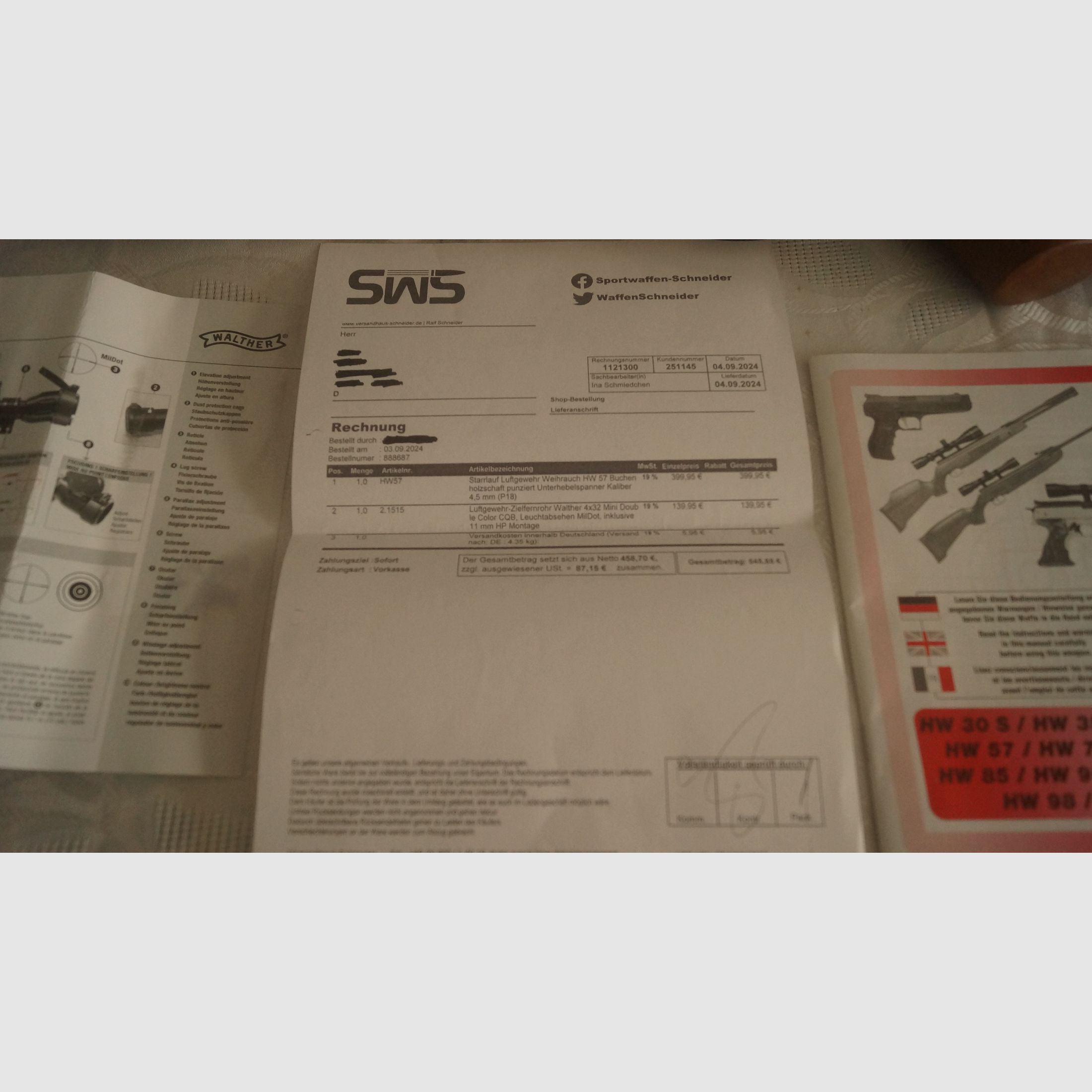 Weihrauch HW57 4,5 mm Luftgewehr Unterspannhebel