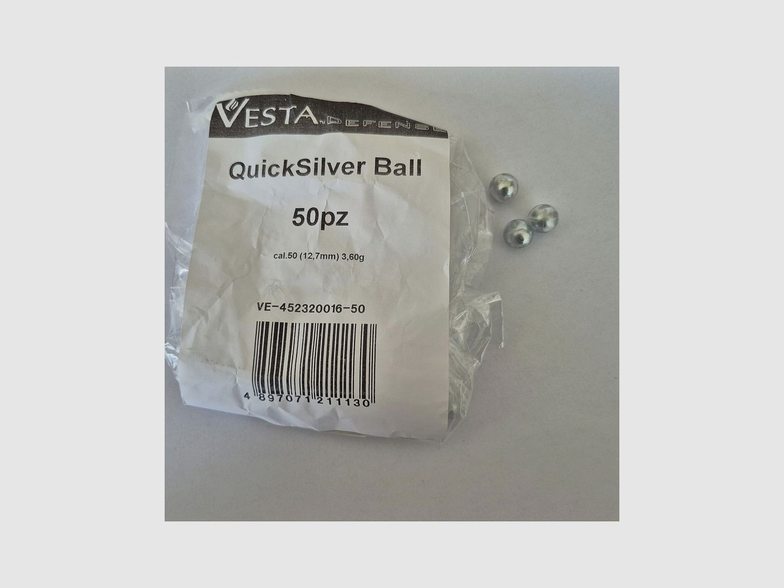 Biglie sfere Vesta Quick Silver aus hartbeschichtetem Stahl HDR T4E Kal. 50 3,60g 50 Stk, Bild 1 von 2