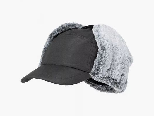 Cappello invernale "Trapper" con pelliccia sintetica, Nero