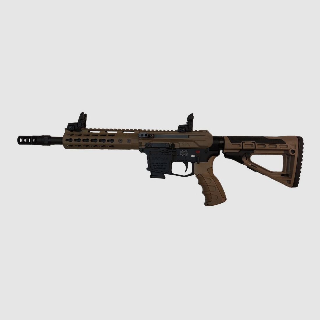 GWMH Selbstladebüchse GWMH SPC-HUNTER A4 10" (SWISS PISTOL CARBINE) FDE Kal.9x19 AR15 Glock Magazin