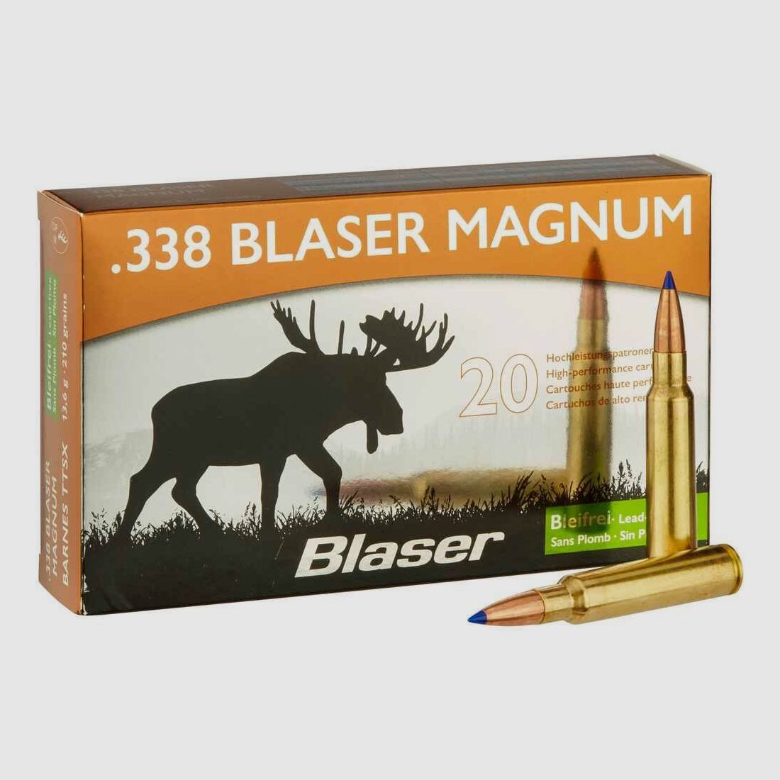 .338 Blaser Mag. sans plomb Blaser 210 gr. 13.6 g Barnes TTSX sans plomb VE20