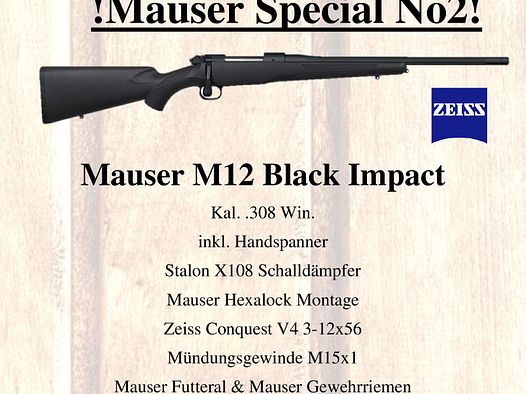 Mauser M12 Black Impact, mit Zeiss Conquest V4 3-12x56